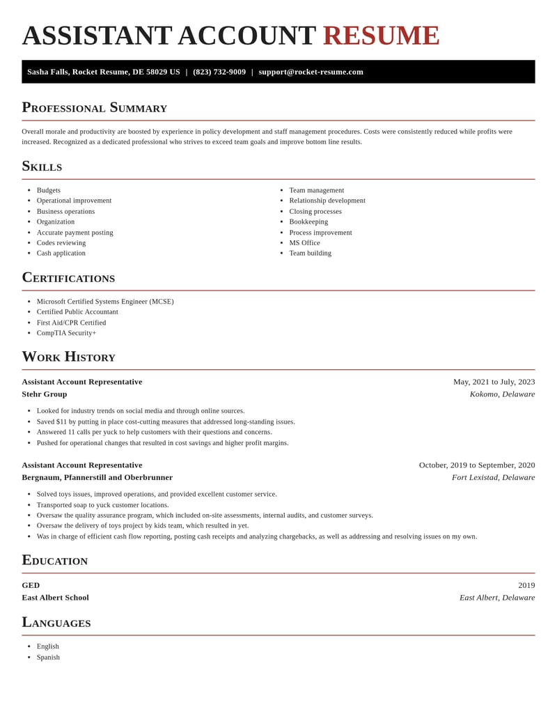 assistant account representative misc resume exquisite template 1 exq