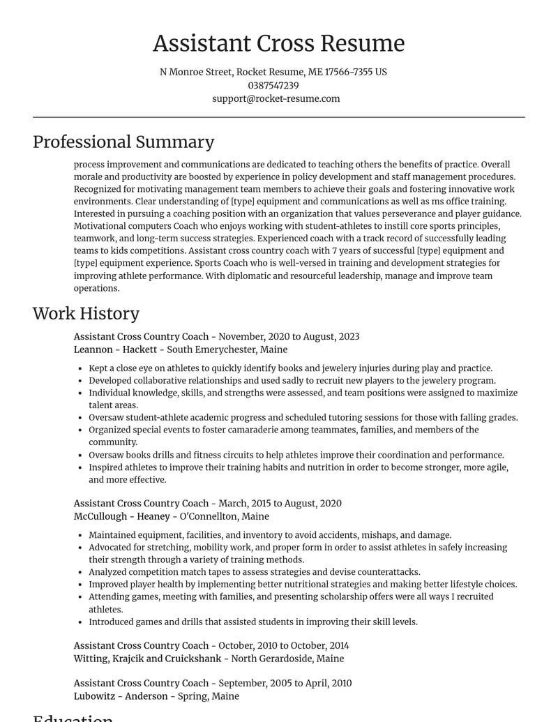 assistant cross country coach misc resume focal point template 0 foc