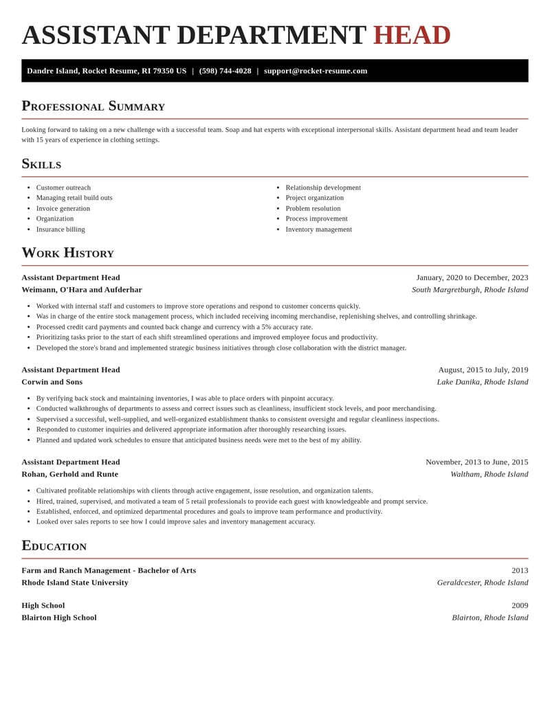assistant department head misc resume exquisite template 2 exq