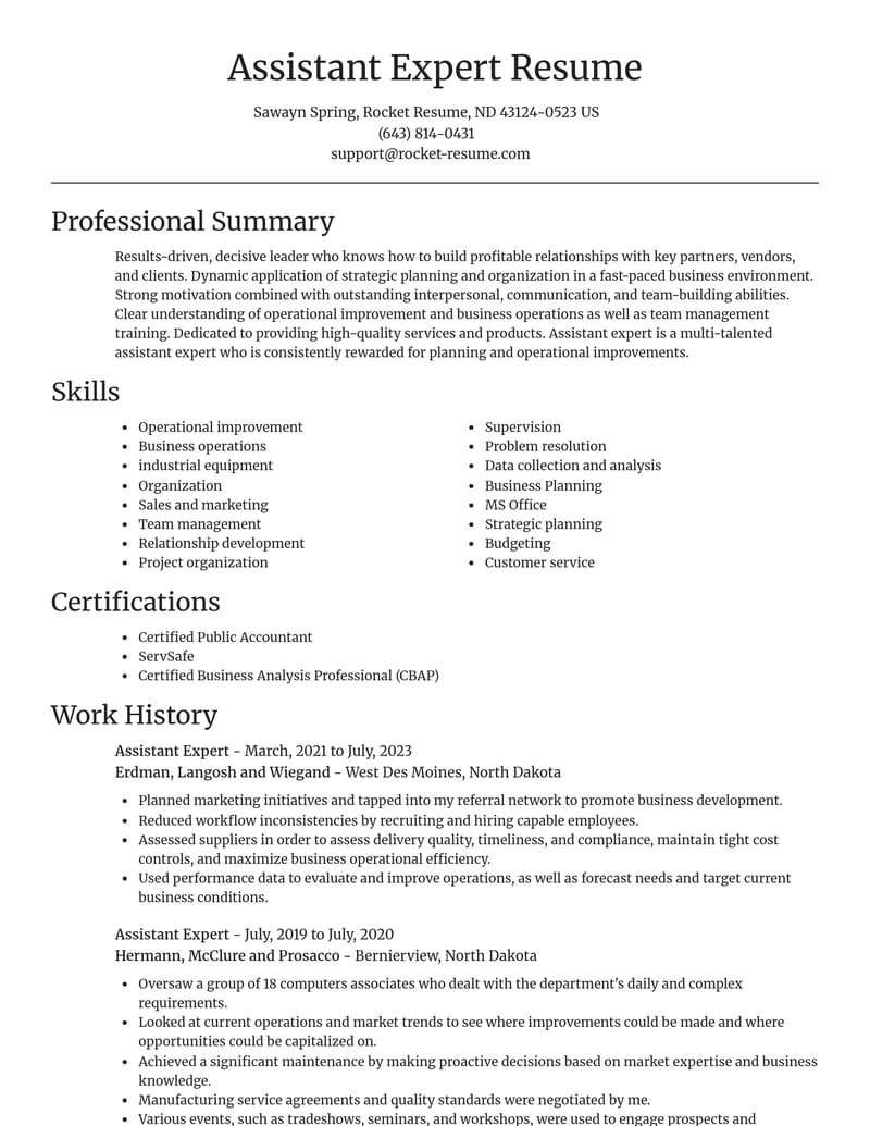 assistant expert misc resume focal point template 2 foc