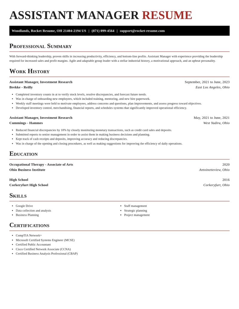 assistant manager investment research misc resume exquisite template 2 exq