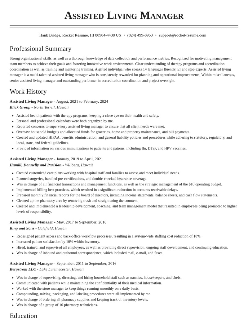 assisted living manager misc resume classic template 0 cla