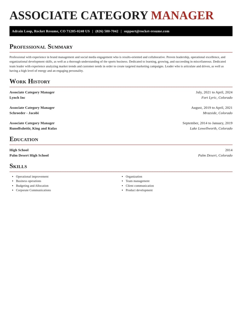 associate category manager misc resume exquisite template 1 exq