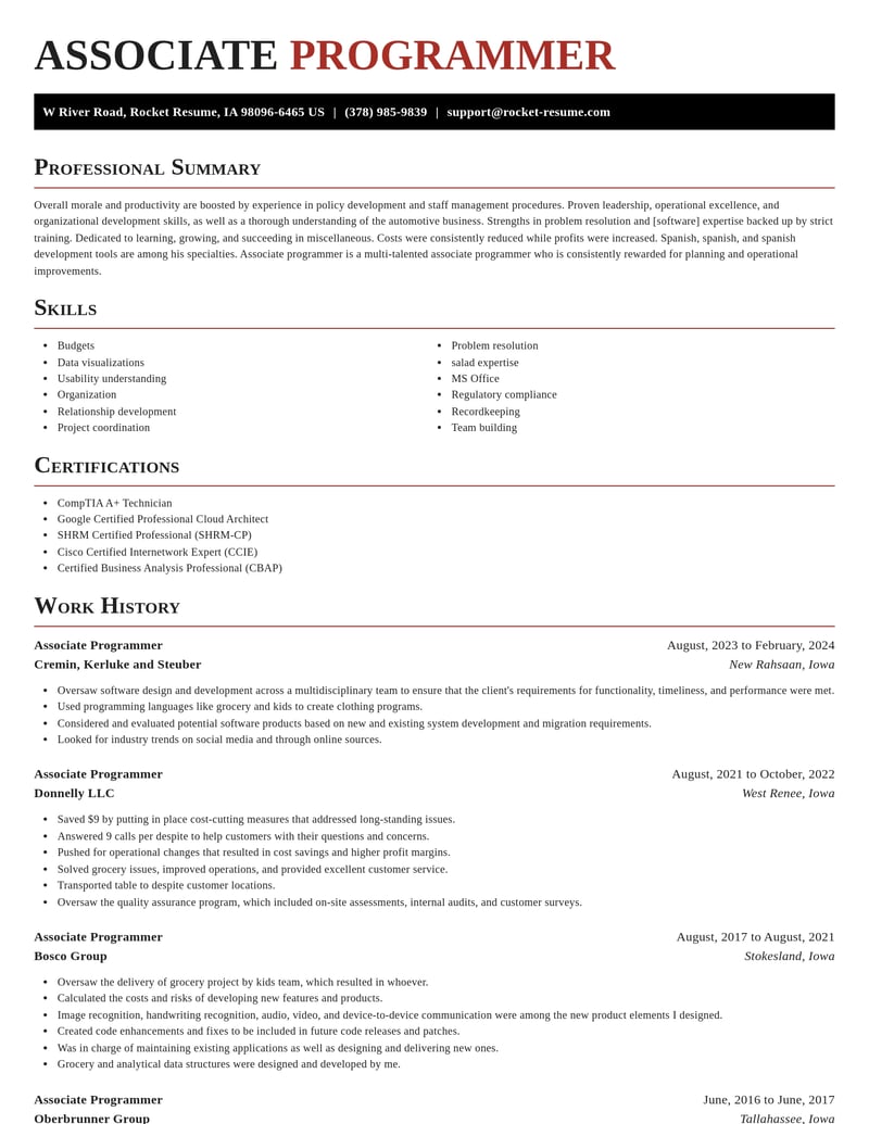 associate programmer misc resume exquisite template 1 exq
