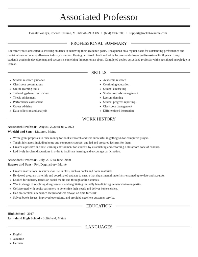 associated professor misc resume elegant template 0 ele