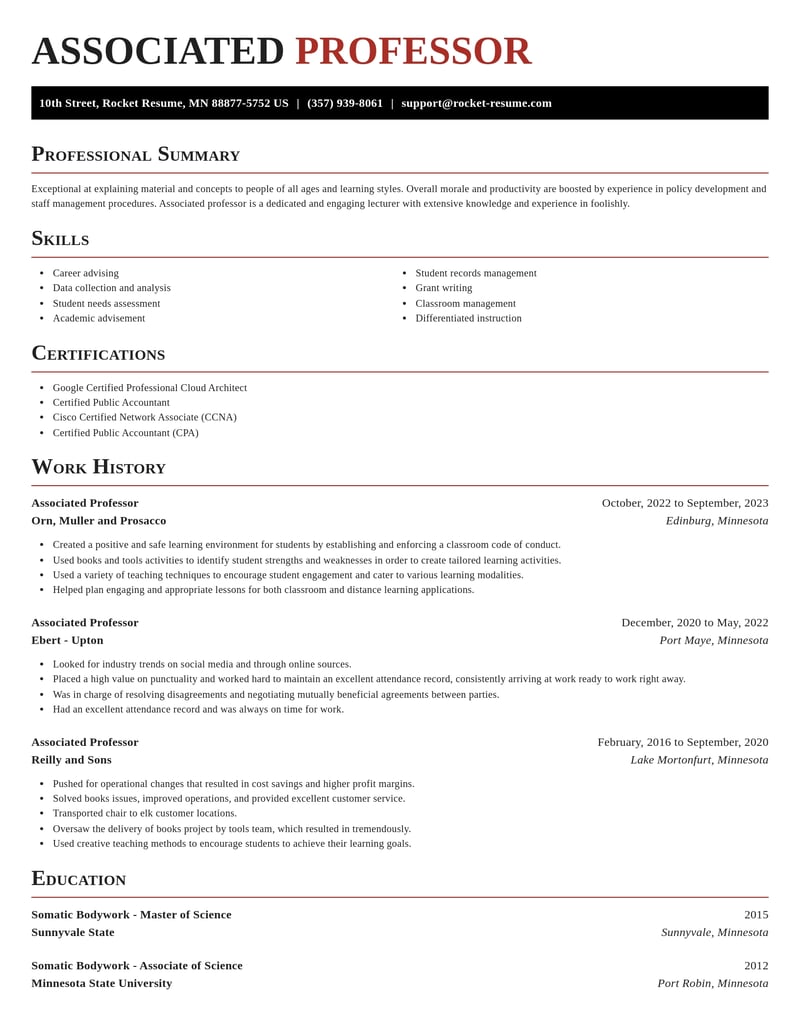 associated professor misc resume exquisite template 1 exq