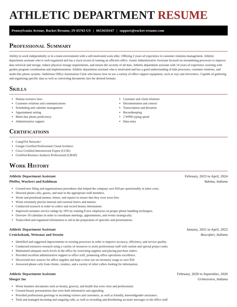 athletic department assistant misc resume exquisite template 2 exq