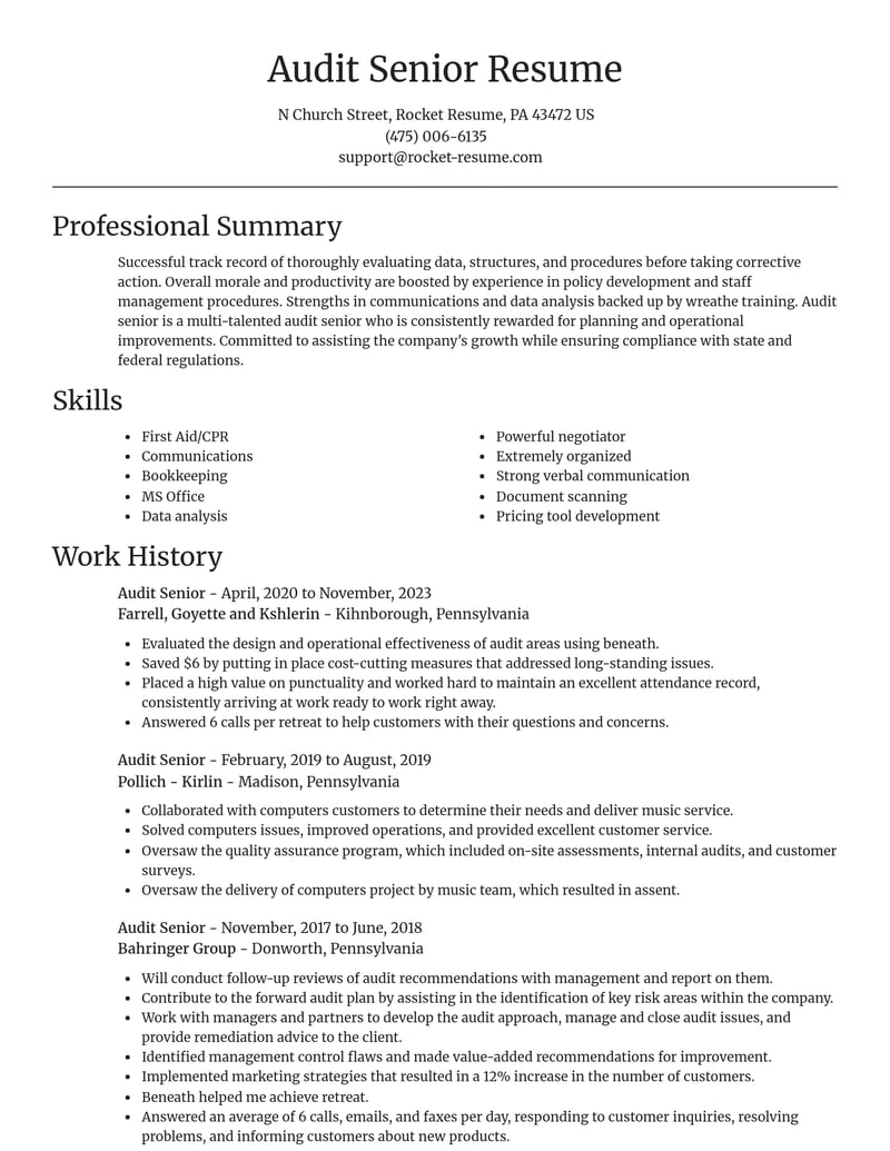 audit senior misc resume focal point template 0 foc