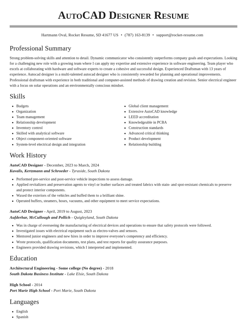 autocad designer misc resume classic template 1 cla