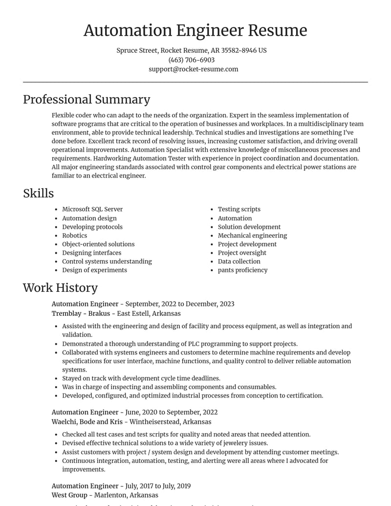 automation engineer misc resume focal point template 0 foc