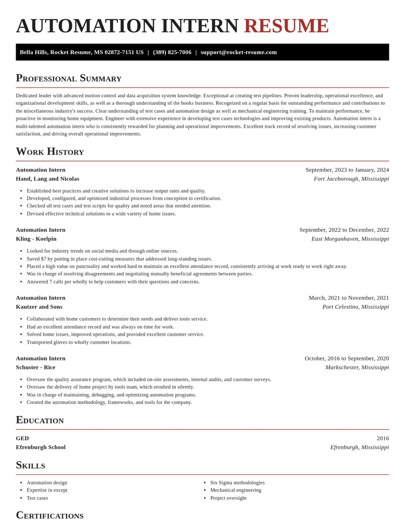 automation intern misc resume exquisite template 0 exq