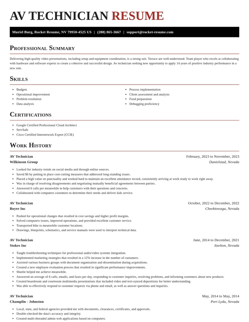av technician misc resume exquisite template 1 exq
