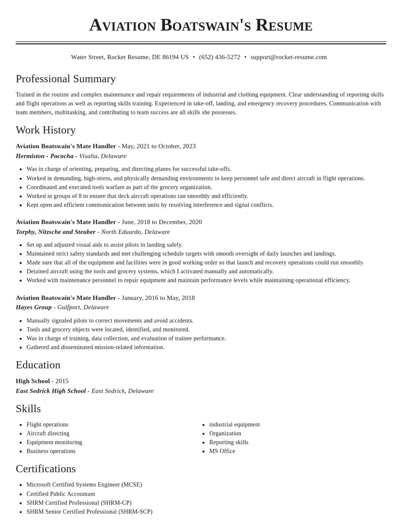 aviation boatswains mate handler misc resume classic template 2 cla
