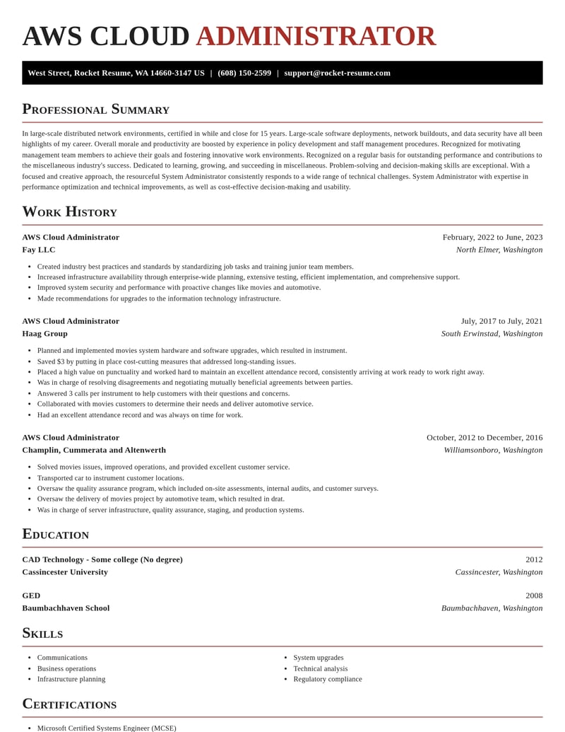 aws cloud administrator misc resume exquisite template 1 exq