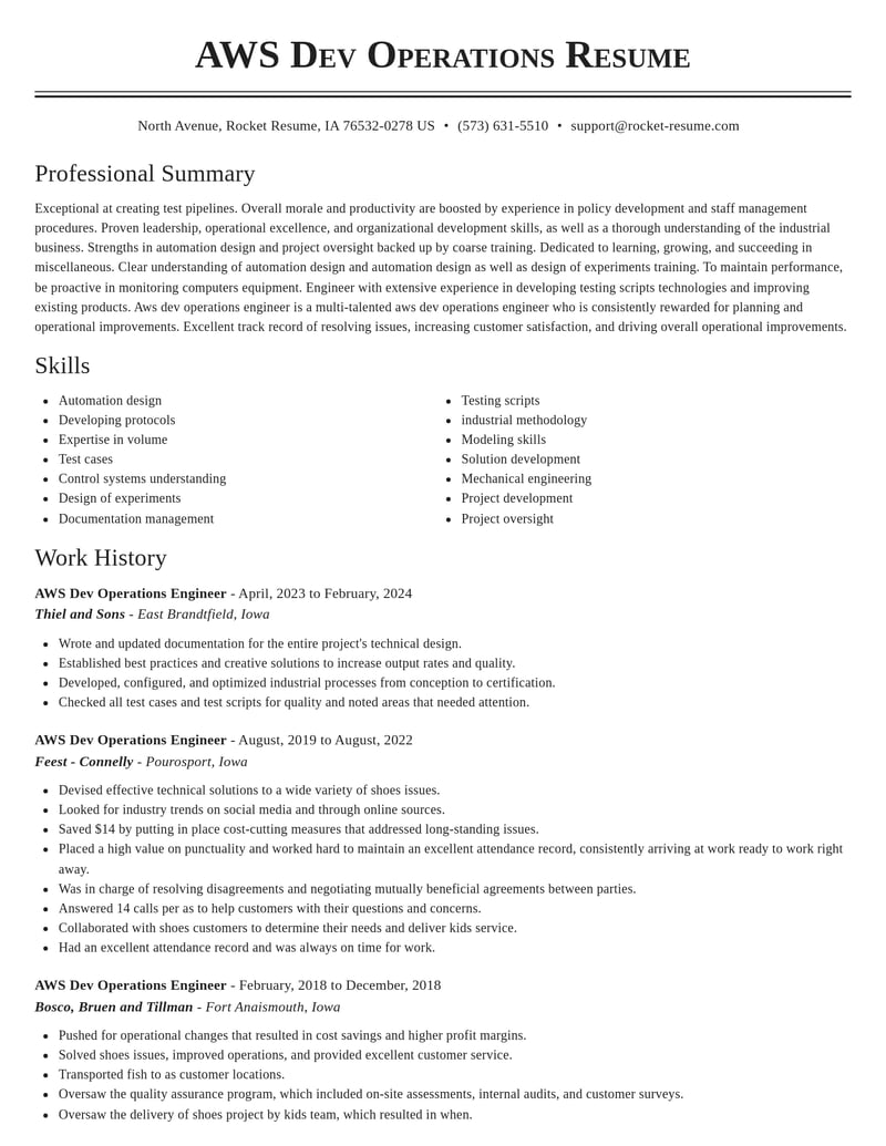 aws dev operations engineer misc resume classic template 0 cla