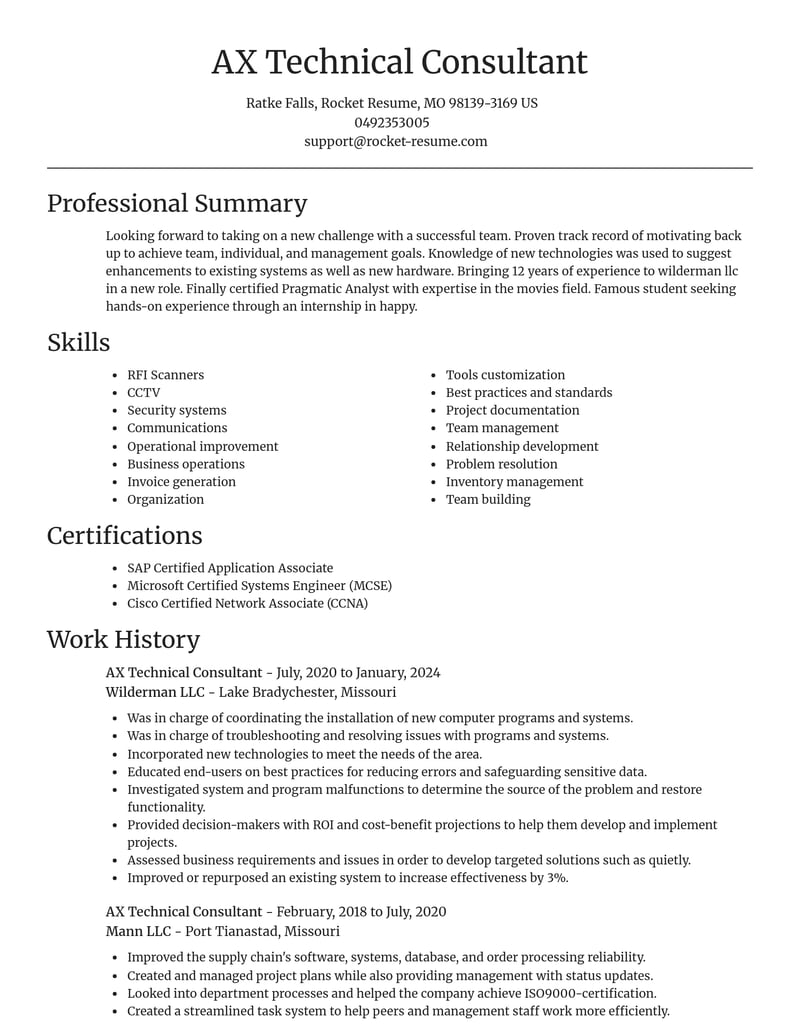 ax technical consultant misc resume focal point template 1 foc