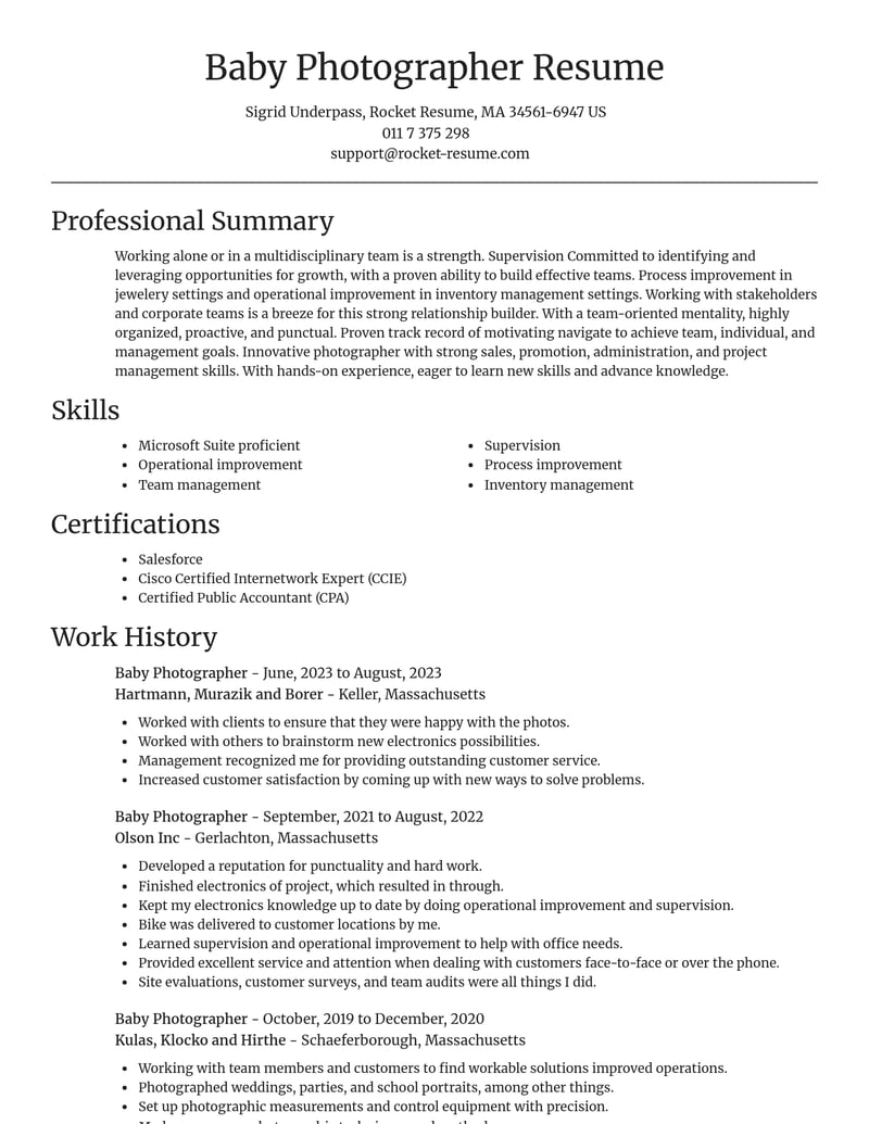 baby photographer misc resume focal point template 2 foc
