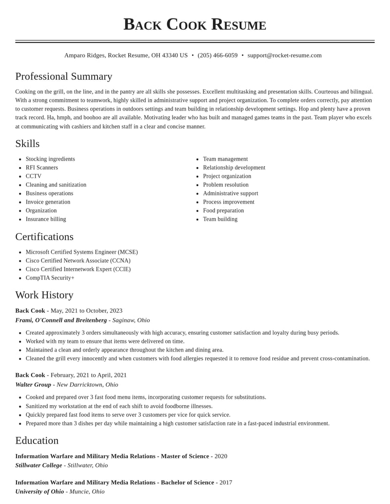 back cook misc resume classic template 1 cla