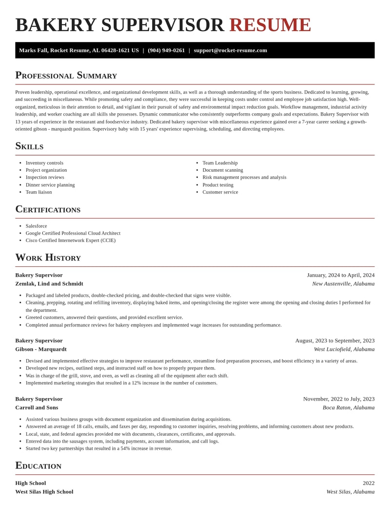 bakery supervisor misc resume exquisite template 2 exq