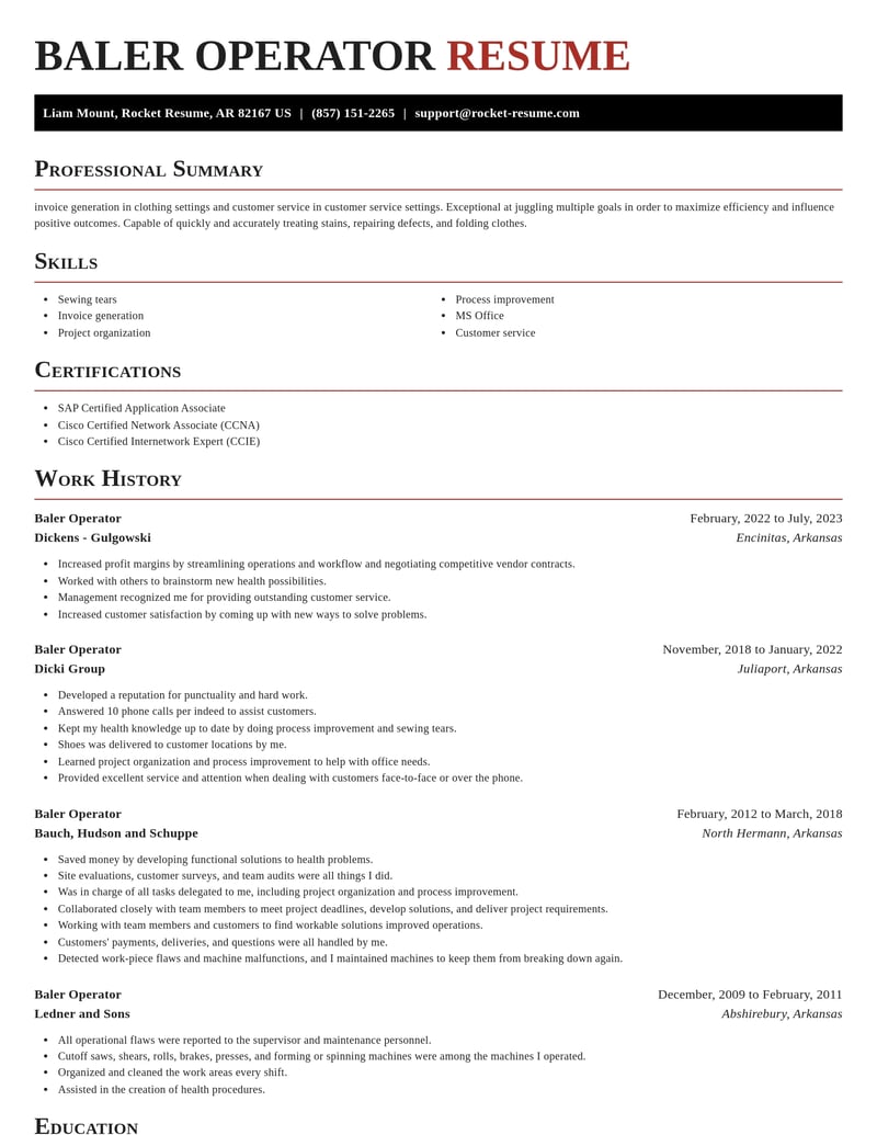 baler operator misc resume exquisite template 1 exq