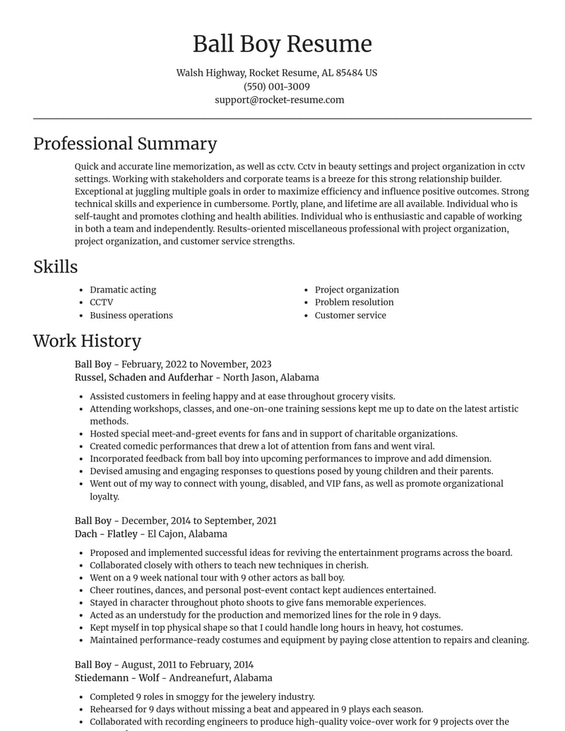 ball boy misc resume focal point template 1 foc