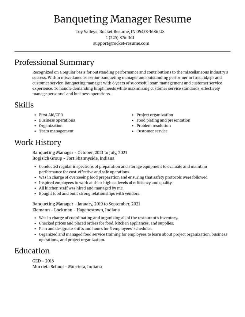 banqueting manager misc resume focal point template 0 foc