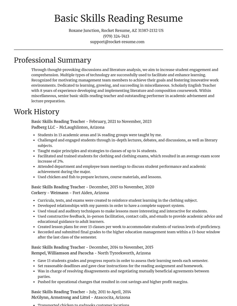 basic skills reading teacher misc resume focal point template 1 foc