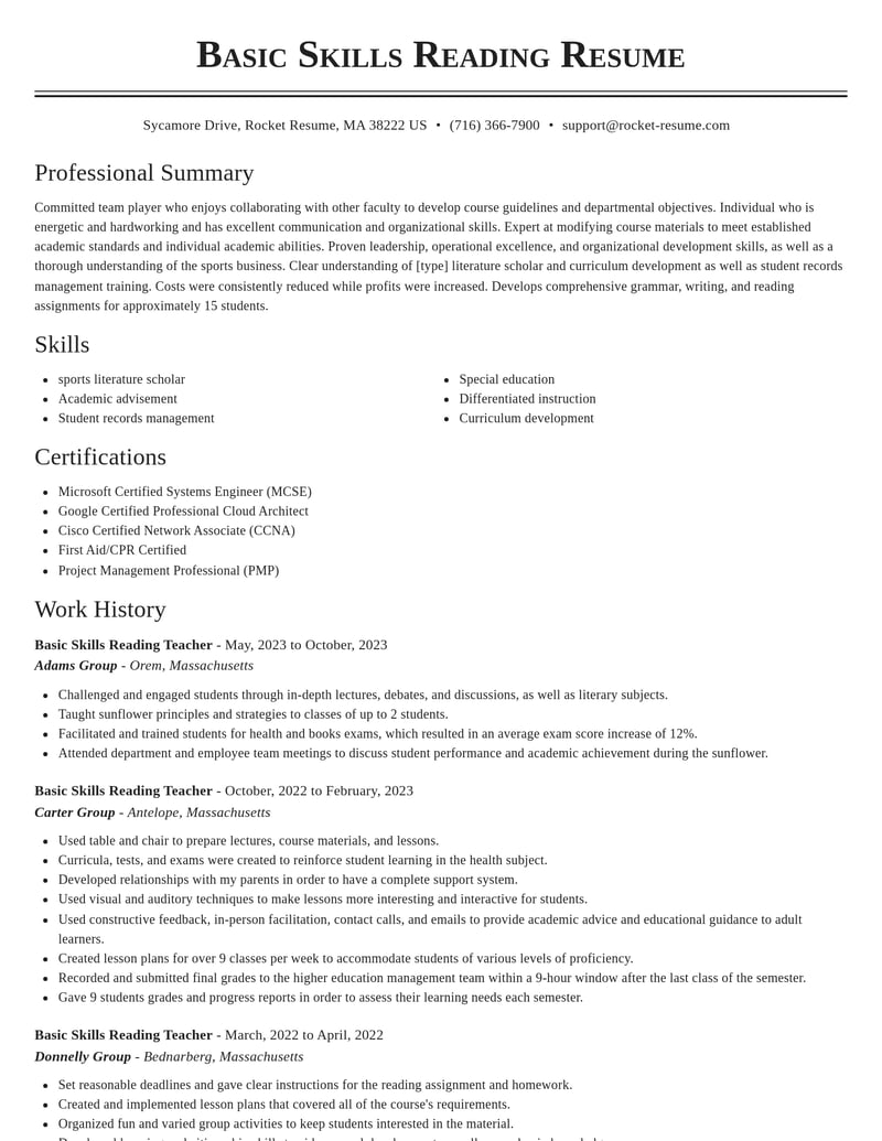 basic skills reading teacher misc resume classic template 2 cla