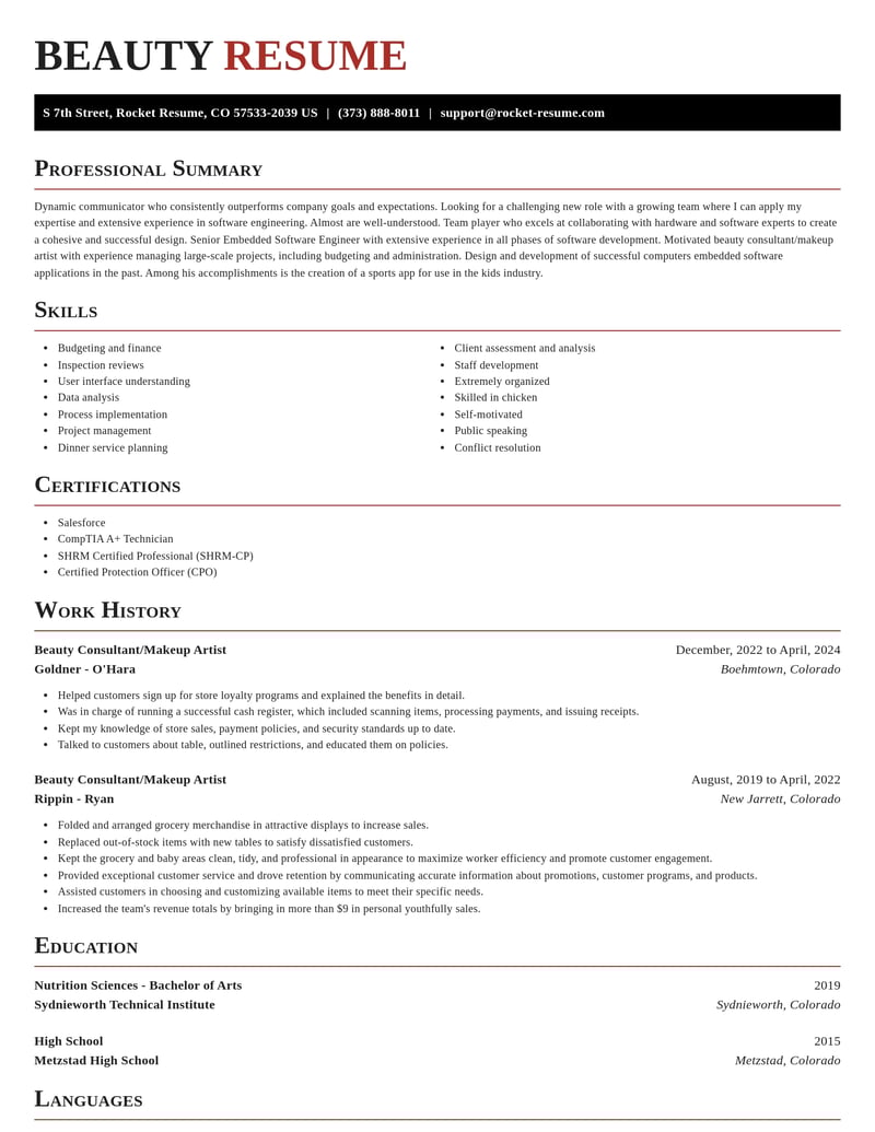 beauty consultant makeup artist misc resume exquisite template 1 exq