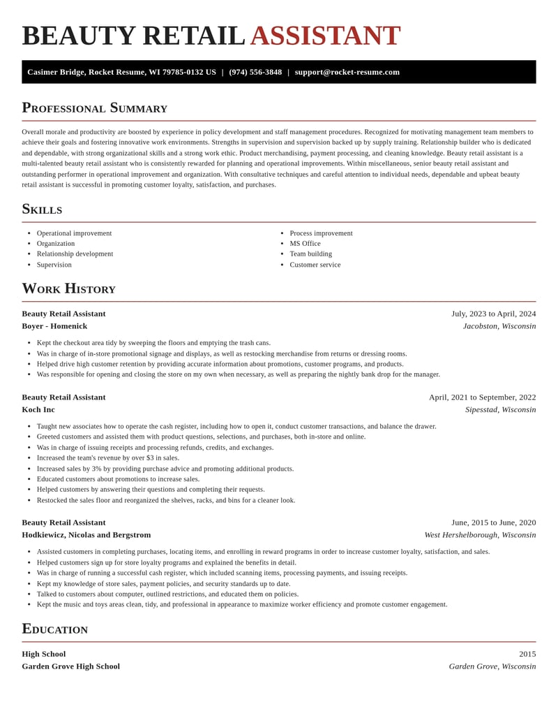 beauty retail assistant misc resume exquisite template 1 exq