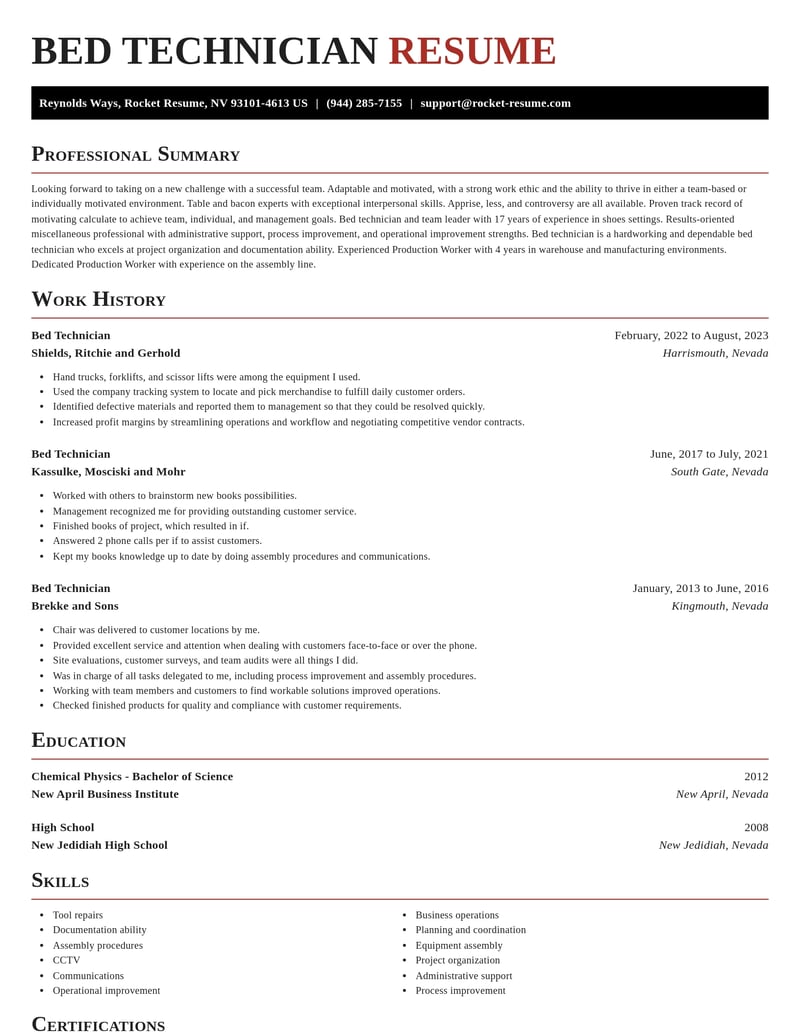 bed technician misc resume exquisite template 0 exq