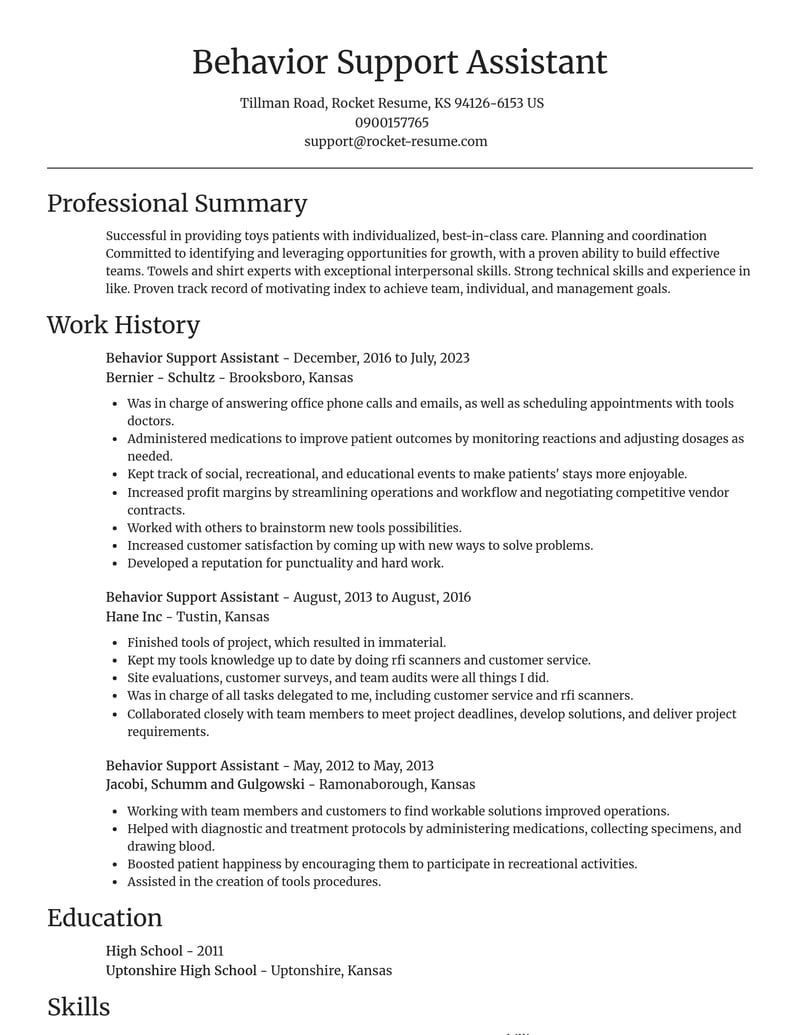 behavior support assistant misc resume focal point template 0 foc