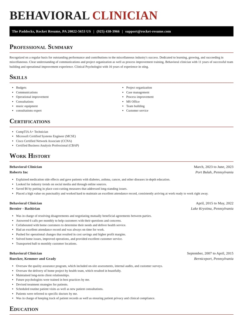 behavioral clinician misc resume exquisite template 0 exq