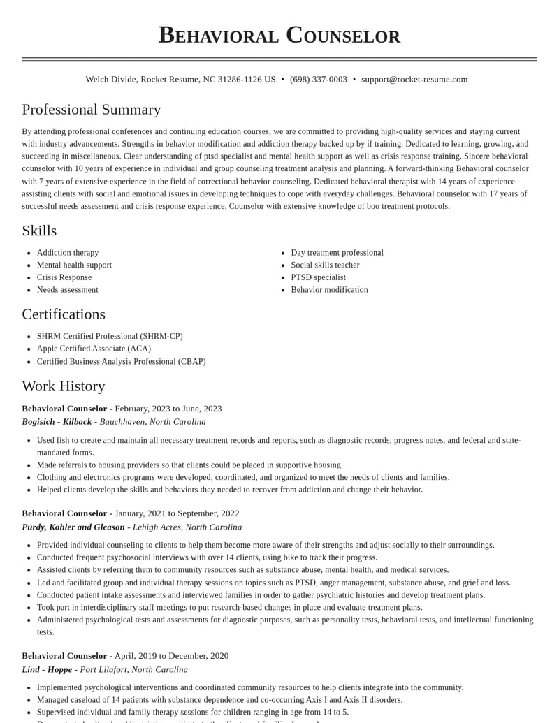 behavioral counselor misc resume classic template 0 cla