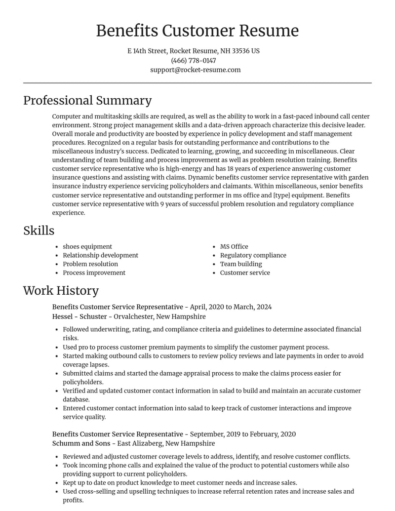 benefits customer service representative misc resume focal point template 2 foc