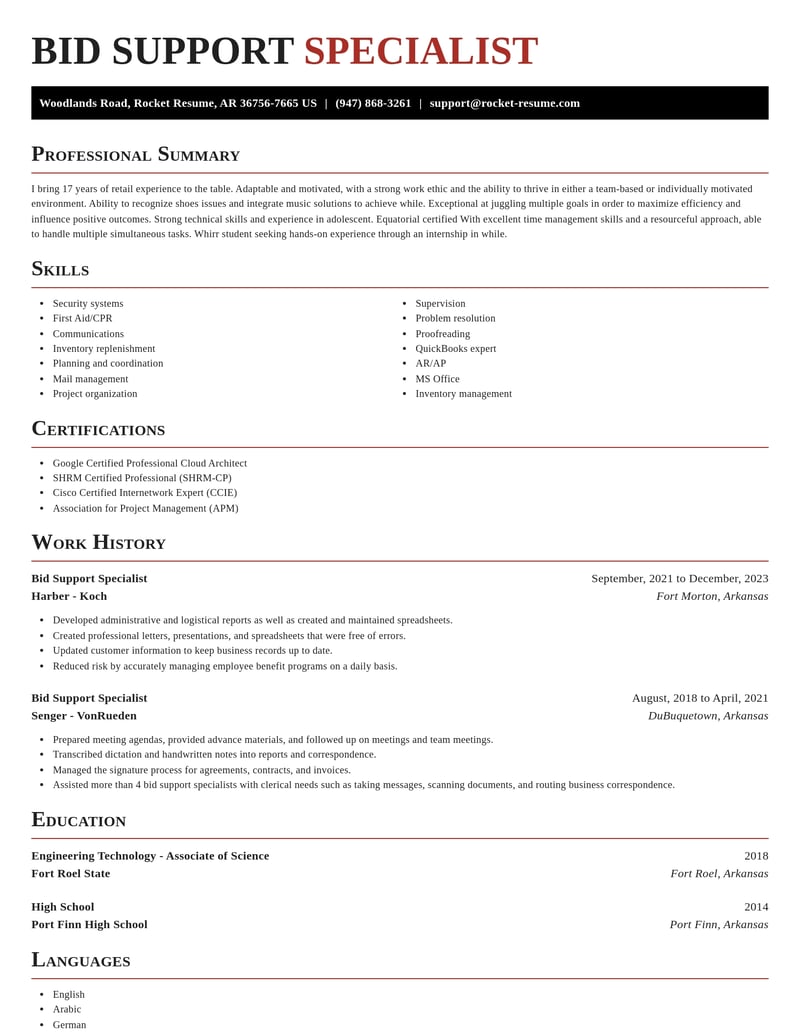 bid support specialist misc resume exquisite template 1 exq