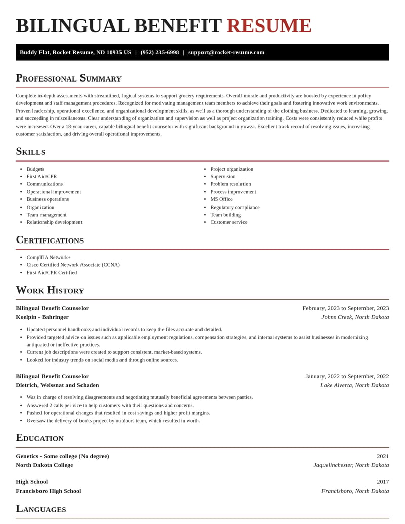 bilingual benefit counselor misc resume exquisite template 2 exq