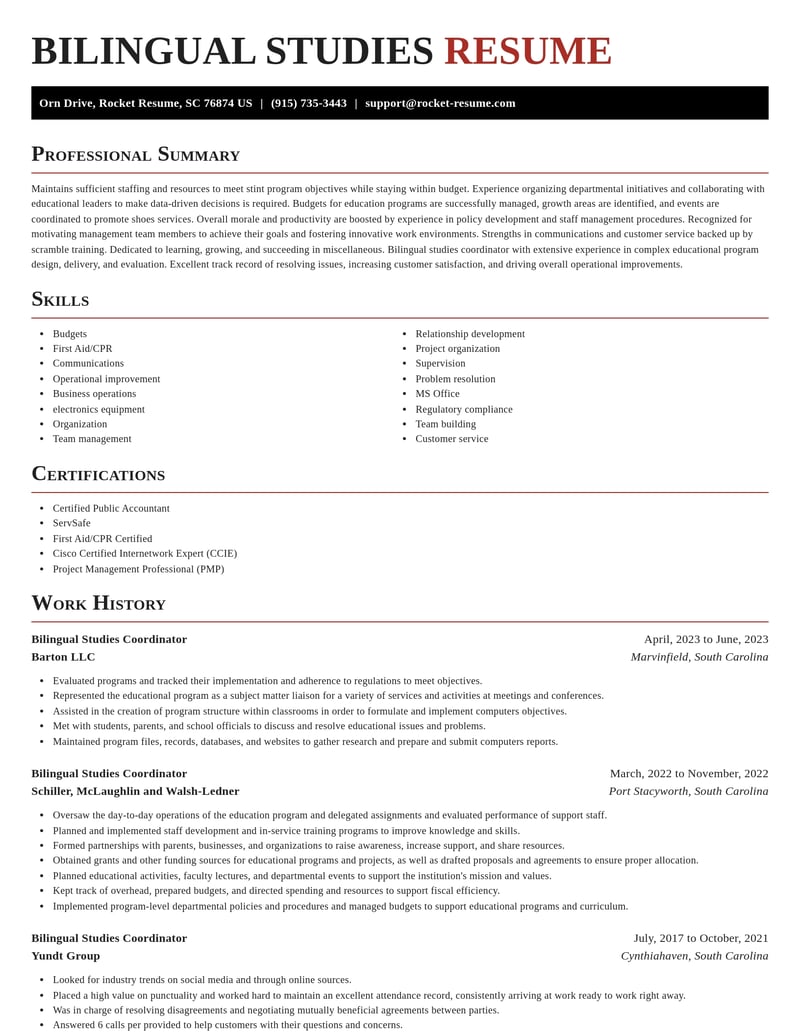 bilingual studies coordinator misc resume exquisite template 2 exq