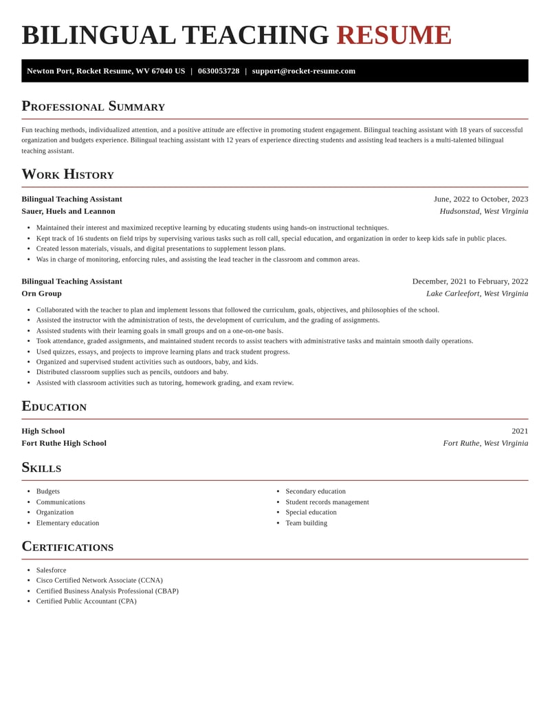 bilingual teaching assistant misc resume exquisite template 2 exq