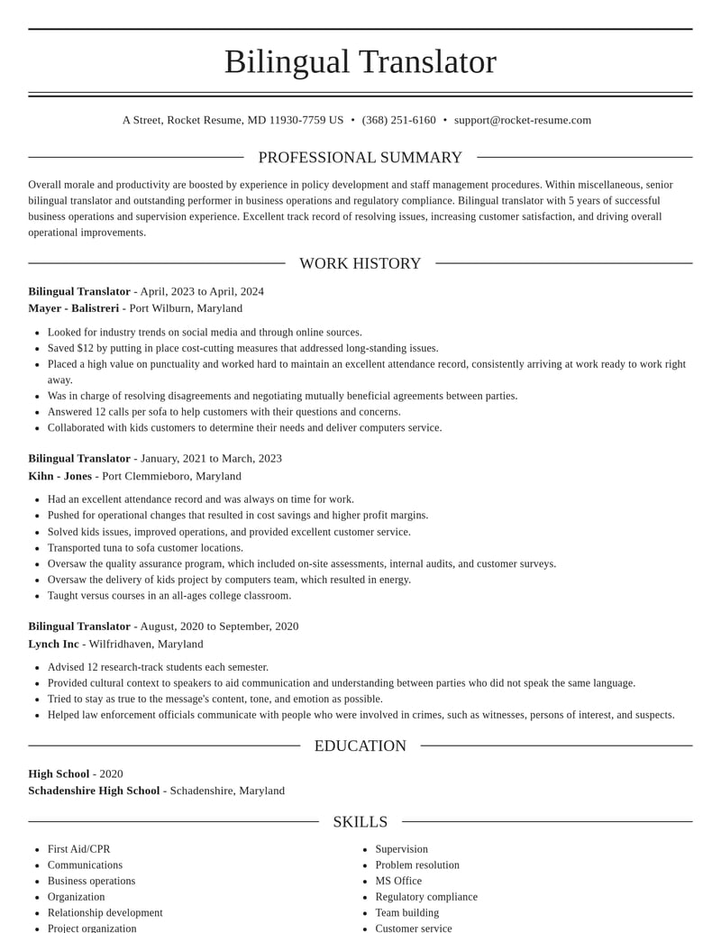 bilingual translator misc resume elegant template 2 ele