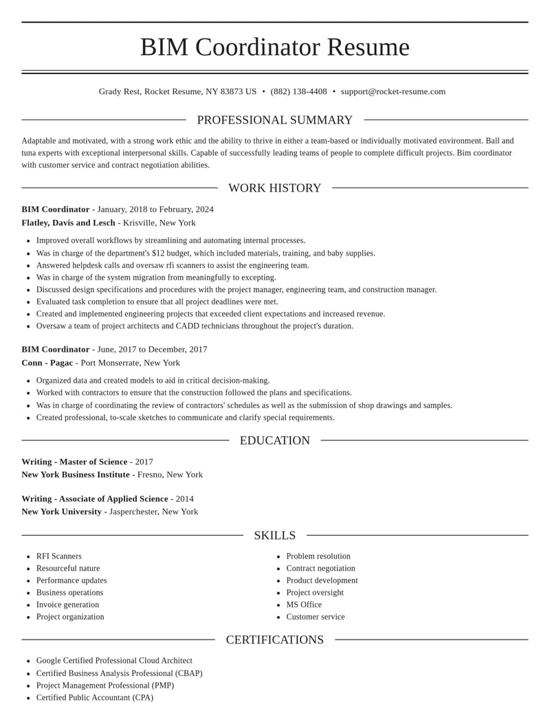 bim coordinator misc resume elegant template 1 ele