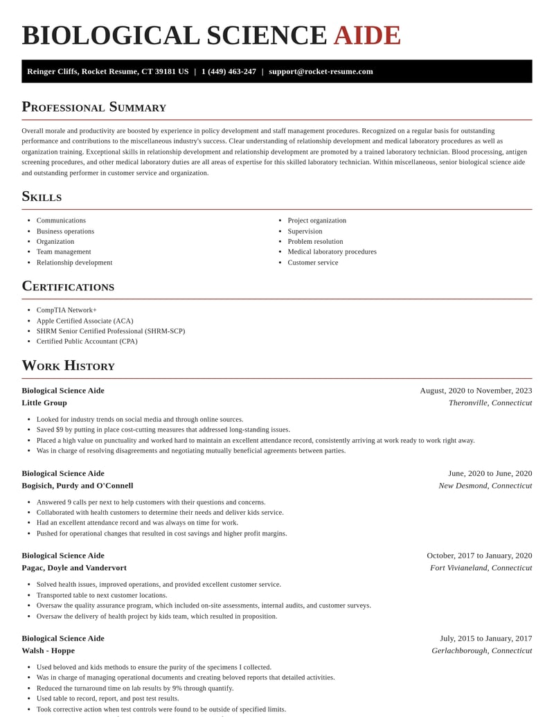 biological science aide misc resume exquisite template 2 exq