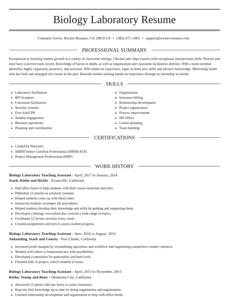 biology laboratory teaching assistant misc resume elegant template 2 ele