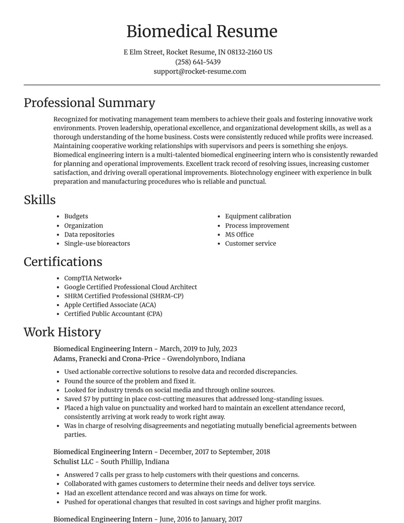 biomedical engineering intern misc resume focal point template 0 foc