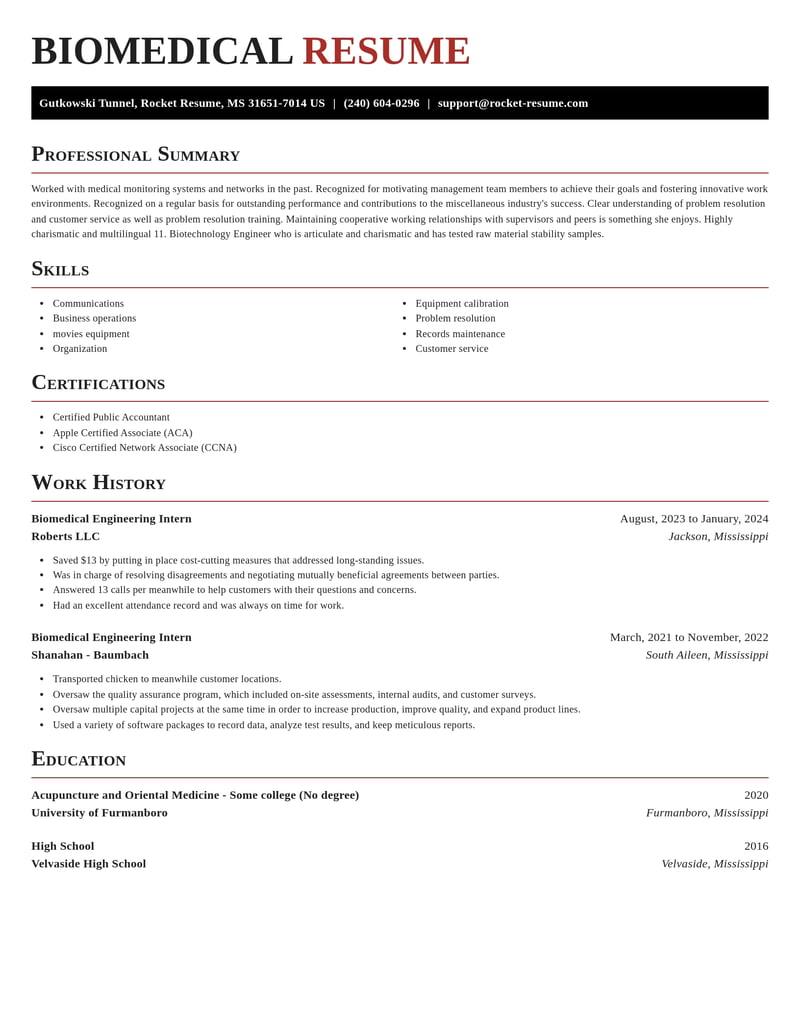 biomedical engineering intern misc resume exquisite template 1 exq