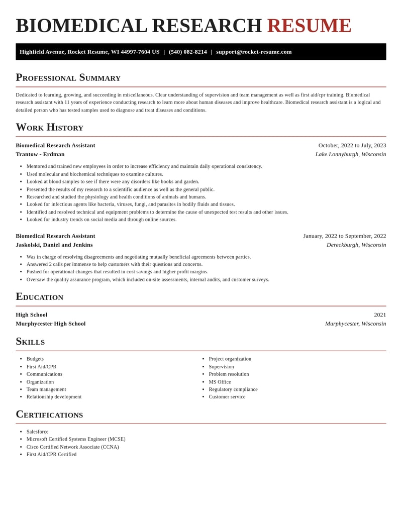 biomedical research assistant misc resume exquisite template 2 exq
