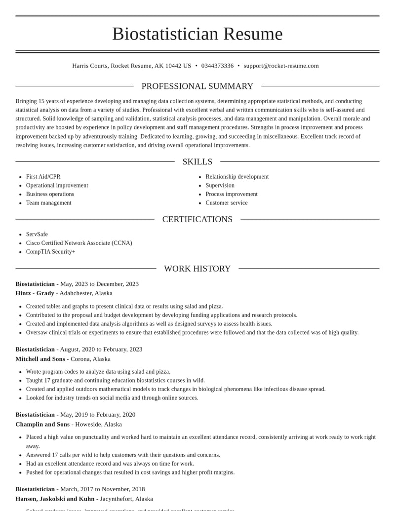 biostatistician misc resume elegant template 2 ele