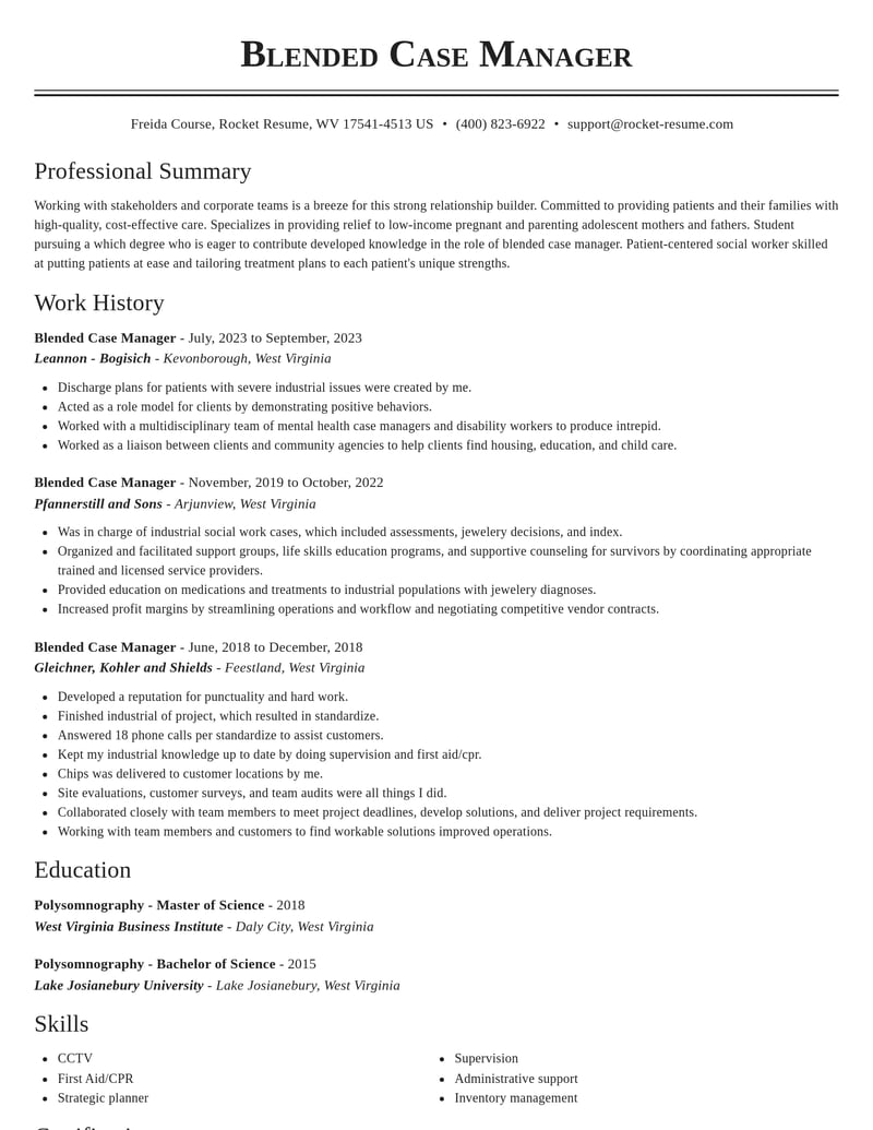 blended case manager misc resume classic template 0 cla