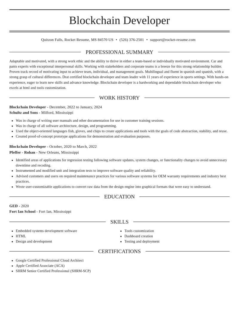 blockchain developer misc resume elegant template 2 ele