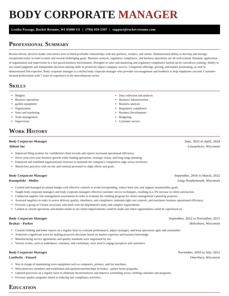 body corporate manager misc resume exquisite template 0 exq